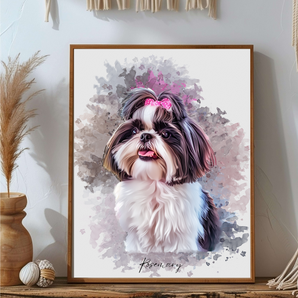 Watercolour Pet Portrait Illustration puppy style